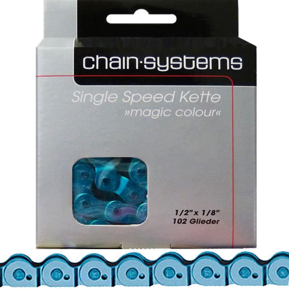 Point Kette Magic Colour blau für Single Speed 1/2x1/8Zoll 102Glieder 6,6mm BMX Trial