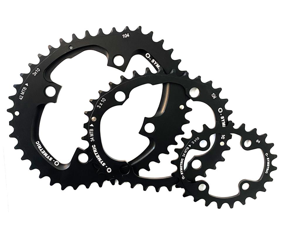 Stronglight Osymetric 4-Arm Triple MTB Kettenblatt Kit 42-34-24Z 3x10 schwarz oval Aluminium.