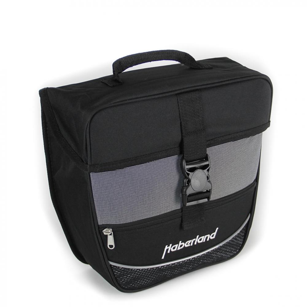Haberland Einsteiger-Serie schwarz / silber - robuste Gepäckträgertasche für Alltag und Tour