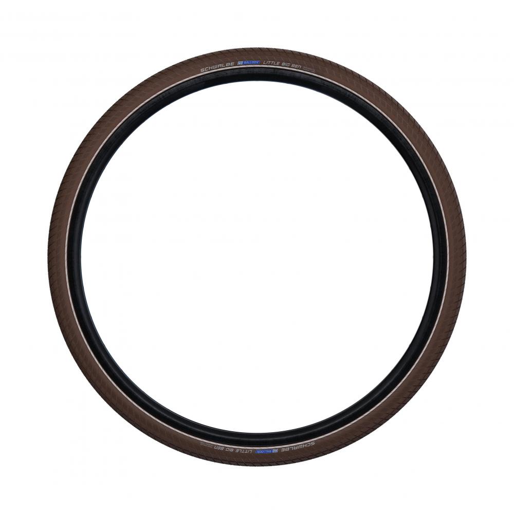 Schwalbe Little Big Ben 28x1.50 Zoll 700x38C Drahtreifen schwarz/braun mit Reflexstreifen und K-Guard Pannenschutz.