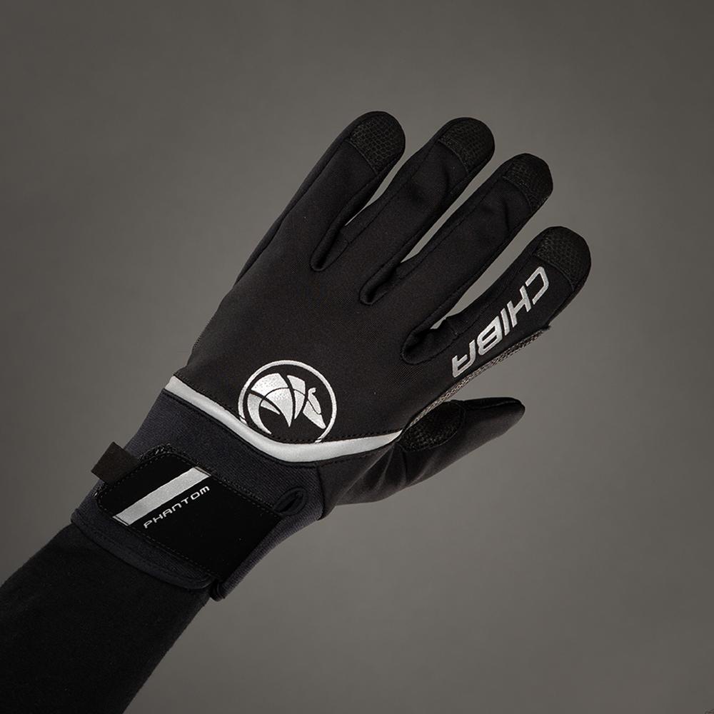 CHIBA Phantom - Radhandschuhe XS schwarz/schwarz, Softshell, winddicht, Touchfunktion