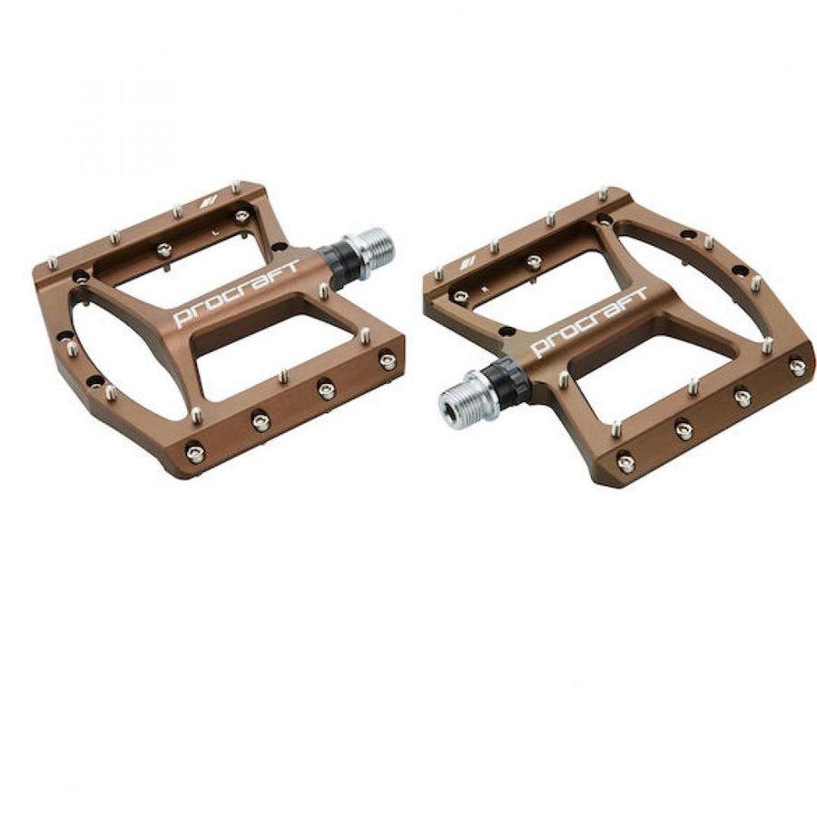 Procraft Pedale Flat Grip Advanced CNC 110 x 108 mm Braun - maximaler Grip & Kontrolle