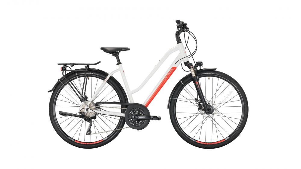 VICTORIA Trekkingrad "Trekking 8.6" Mod. 22, Trapez, 28", bianco white, 3x10-Gang SHIMANO "Deore" , 46cmnnMit neuer Farbe und Design geht das beliebte 3x10 SHIMANO Deore Trekkingrad in die neue Saison.