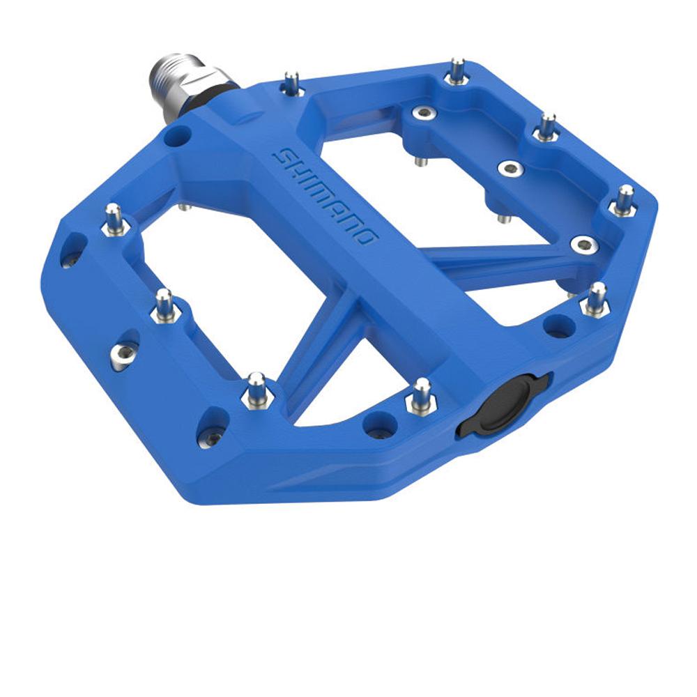 SHIMANO Pedal PD-GR400 Blau Flat Pedal - Flat-Pedal für Trail-Einsatz, Blau