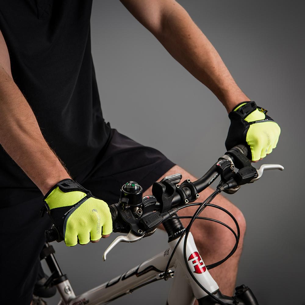 CHIBA Gel Premium - Radhandschuhe neongelb, Größe L, mit Gelpolsterung