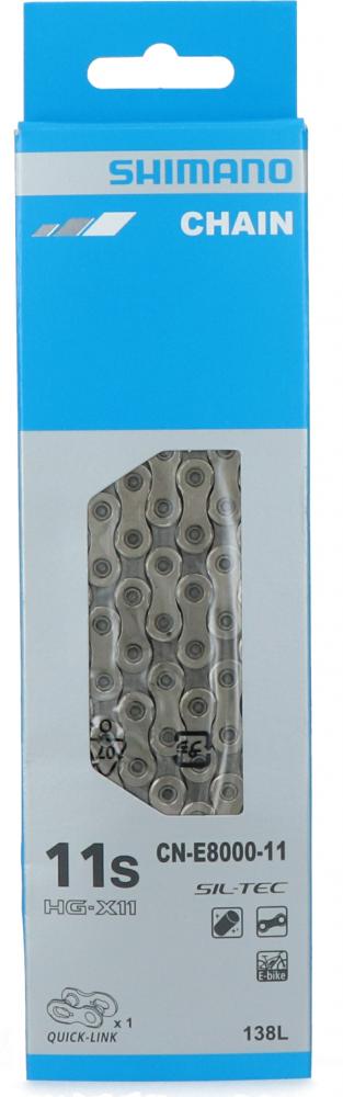 Shimano E8000 11-fach E-Bike Kette 138 Glieder Silber - leiser, langlebiger Antrieb