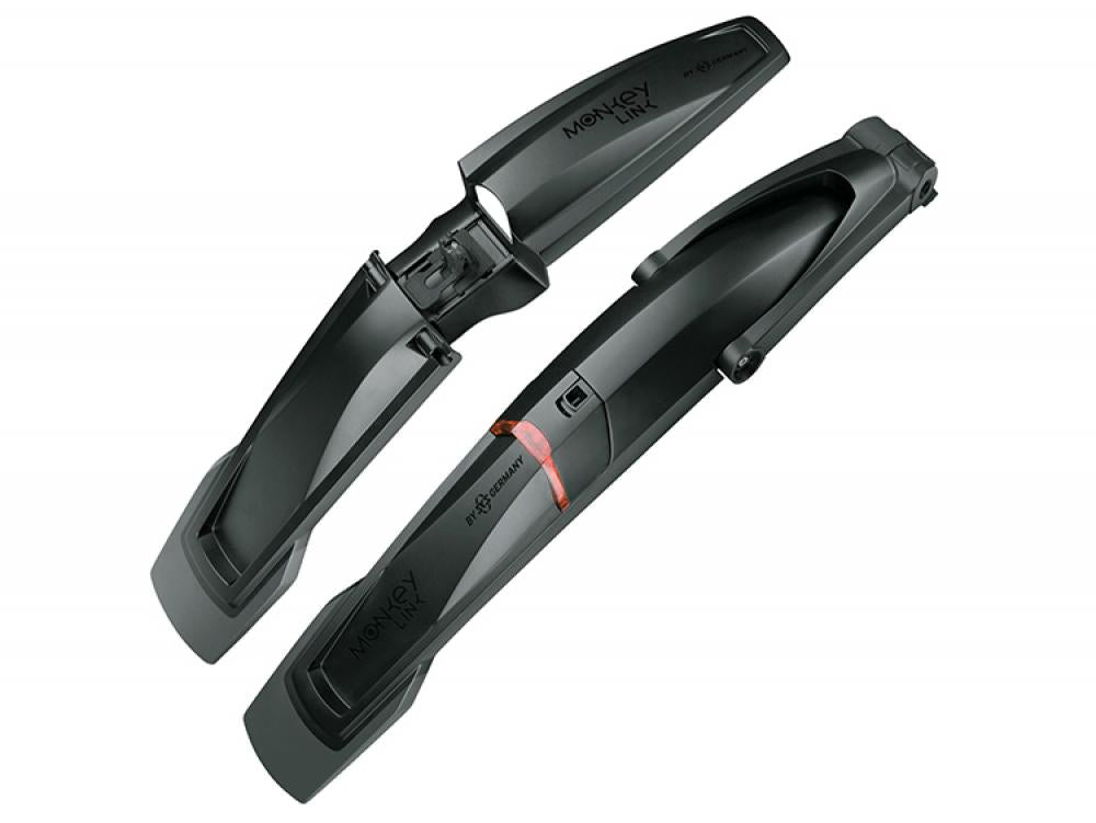 MonkeyLink Schutzblech-Set MTB Connect 26\"-29\" mit integriertem Rücklicht, magnetischer Befestigung, kompatibel mit E-Bikes, einfache Montage, schwarz
