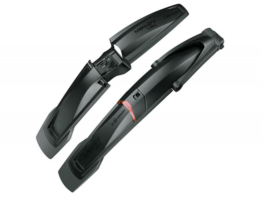 MonkeyLink Schutzblech-Set MTB Connect 26\"-29\" mit integriertem Rücklicht, magnetischer Befestigung, kompatibel mit E-Bikes, einfache Montage, schwarz