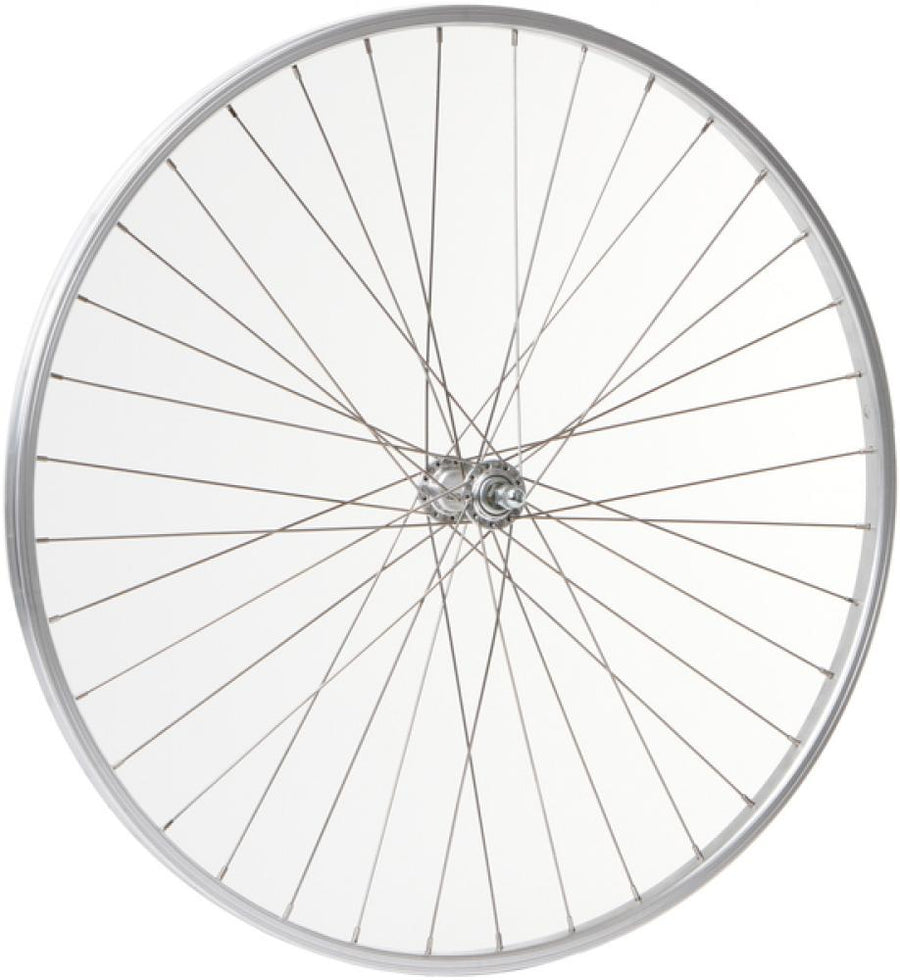 CONTEC Vorderrad "Alu Sport + Quando KT-A16F"nFelge: SCHÜRMANN Alu-Kasten "Alu Sport", 28"/29", 19-622, Höhe: 14 mm, 36 Loch, AV/DV Ventil, mit silberner Bremsflanke, keine Ösen, silber (0.349.520/7)nNabe: QUANDO Vorderradnabe "KT-A16F", 36 Loch, Vollachs