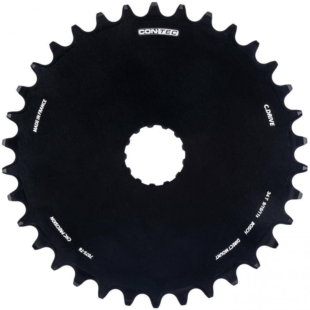 CONTEC Kettenblatt "C.Drive DM"nDirect Mount, 9-/10-/11-fach, 3/32", Narrow-Wide (NW) Zahnprofil, Aluminium 7075, schwarznSB-verpackt, 47,5mm Kettenlinie (Standard), Chainglider kompatibel, passend für Bosch Antrieb Gen. 3, 34 Zähne