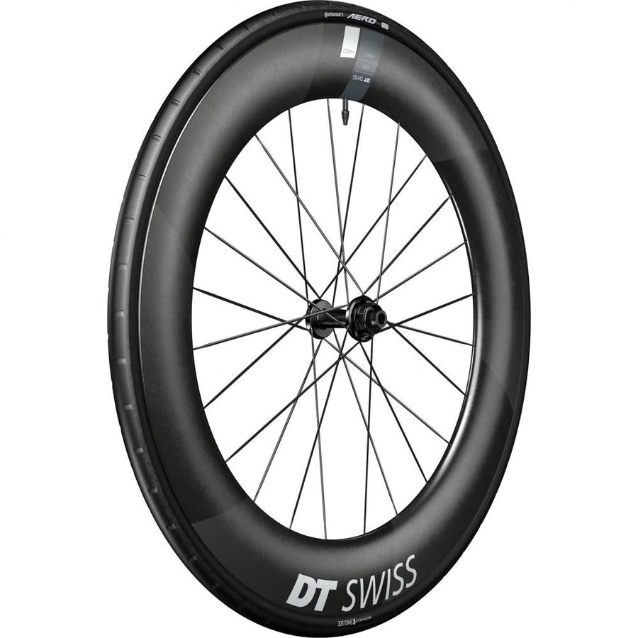 DT Swiss Laufrad ARC 1400 Dicut Disc 622 x 80 mm Schwarz - aerodynamisches Carbon-Vorderrad