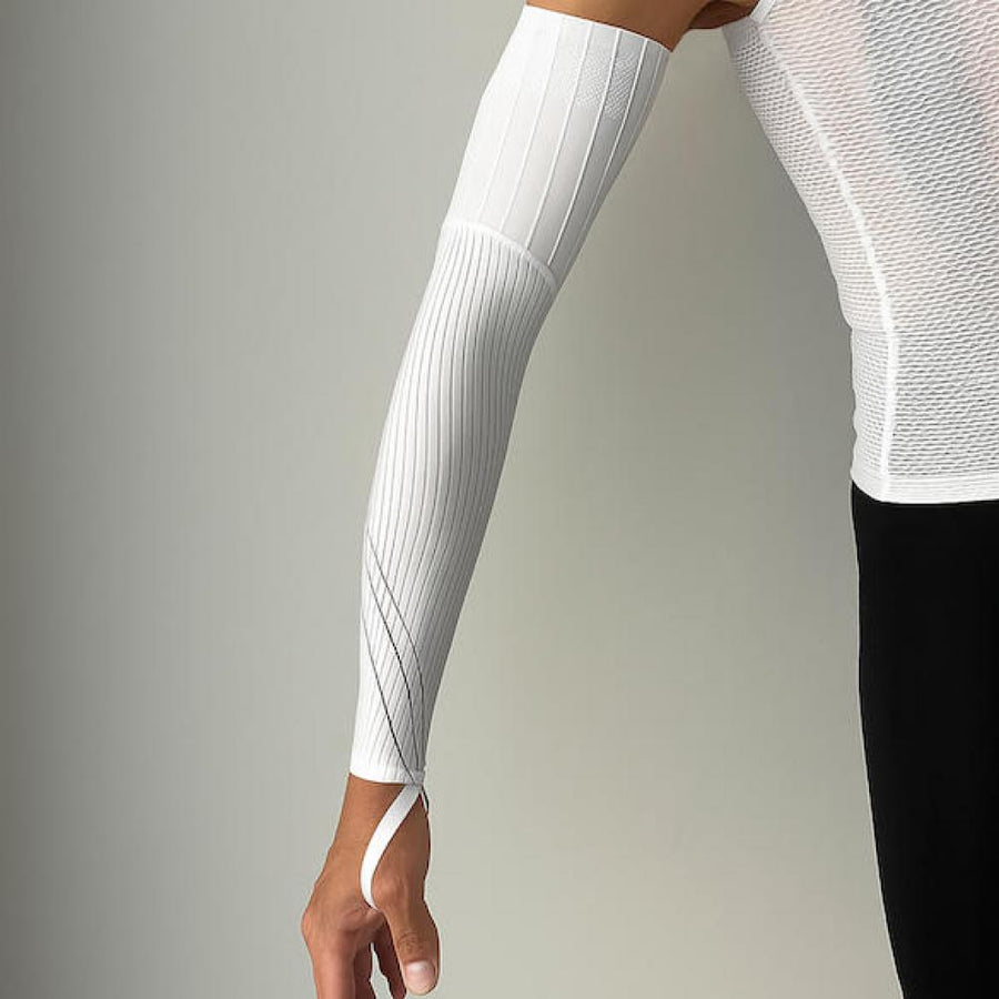 VeloToze Armlinge Aero L/XL Weiß - aerodynamische Performance-Armlinge