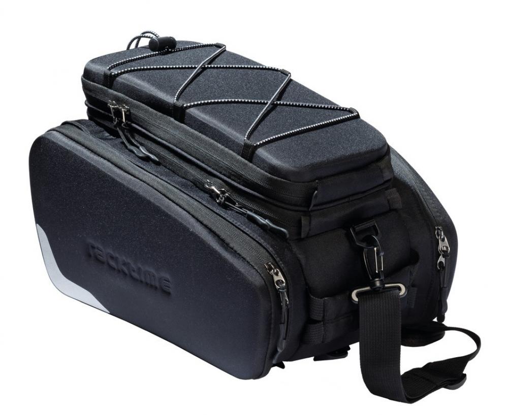 Racktime Odin Gepäckträgertasche, 8+11L, schwarz, Snapit 1.0, erweiterbares Hauptfach, ausklappbare Seitentaschen, Trinkflaschenhalter, …