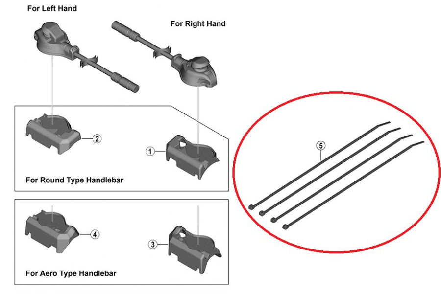 SHIMANO Kabelbinder für SW-R9150 4 Stück - leichtes Montagezubehör 9 g