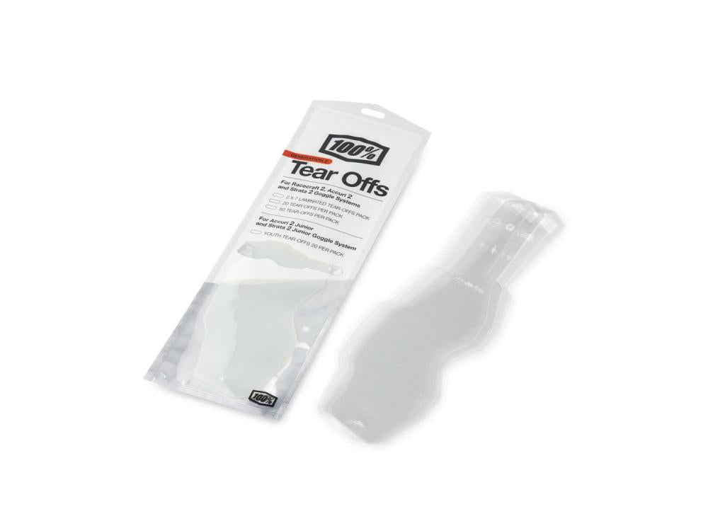 100% Gen 2 Junior Standard Tear Offs unis no color - klare Sicht für junge Rider