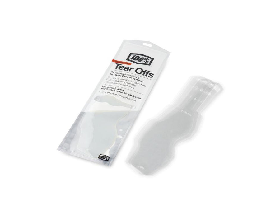 100% Gen 2 Junior Standard Tear Offs unis no color - klare Sicht für junge Rider