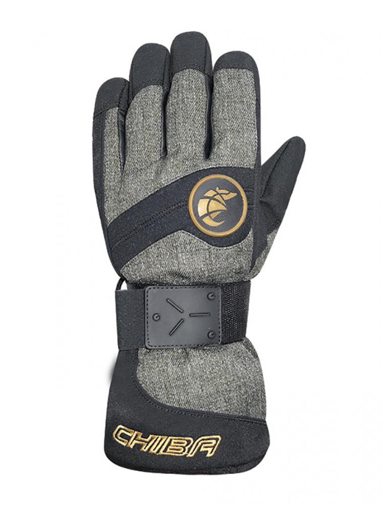 CHIBA Board - wasserdichte Radhandschuhe mit Protektionsschiene olive/gold, Gr. 6,5