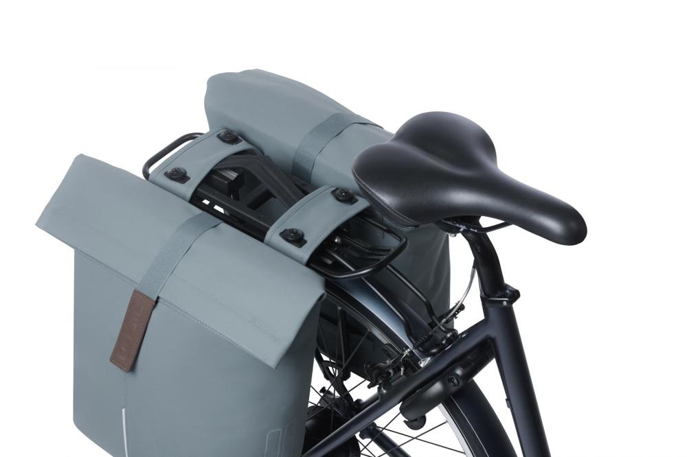 Basil Doppelpacktasche City Double Pannier Bag MIK 2.0 - Fahrrad Doppeltasche 28-32 Liter - wasserfest veganes Leder inkl. MIK-Adapterplatte