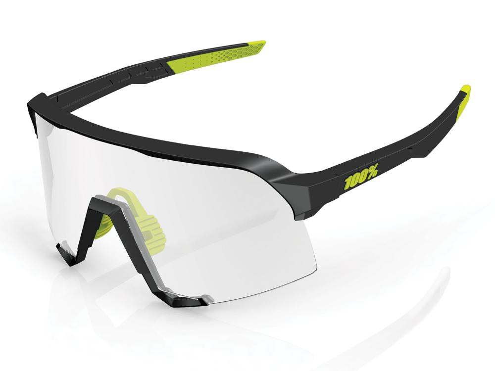 100% S3 - Photochromic Lens unis gloss black - selbsttönende Performance-Sportbrille