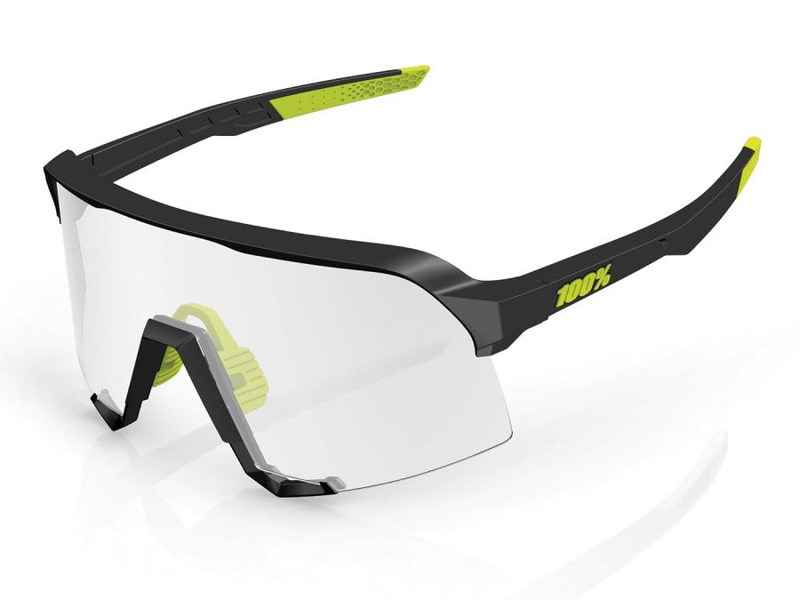 100% S3 - Photochromic Lens unis gloss black - selbsttönende Performance-Sportbrille