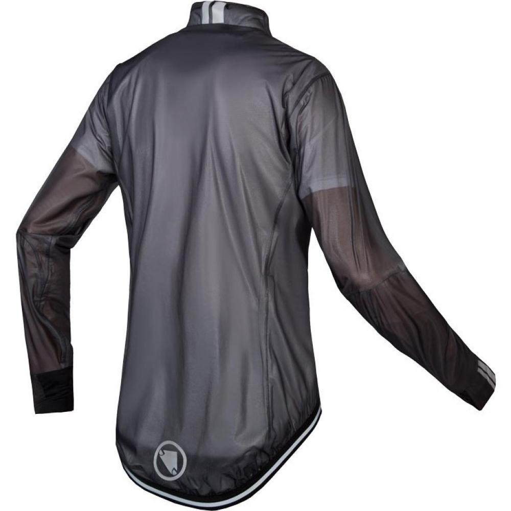 Endura FS260-Pro Adrenaline Race Cape II schwarz Größe L - extrem leichte, wasserdichte und atmungsaktive Regenjacke mit durchgehendem Reißverschluss, transparentem Material, reflektierenden Elementen