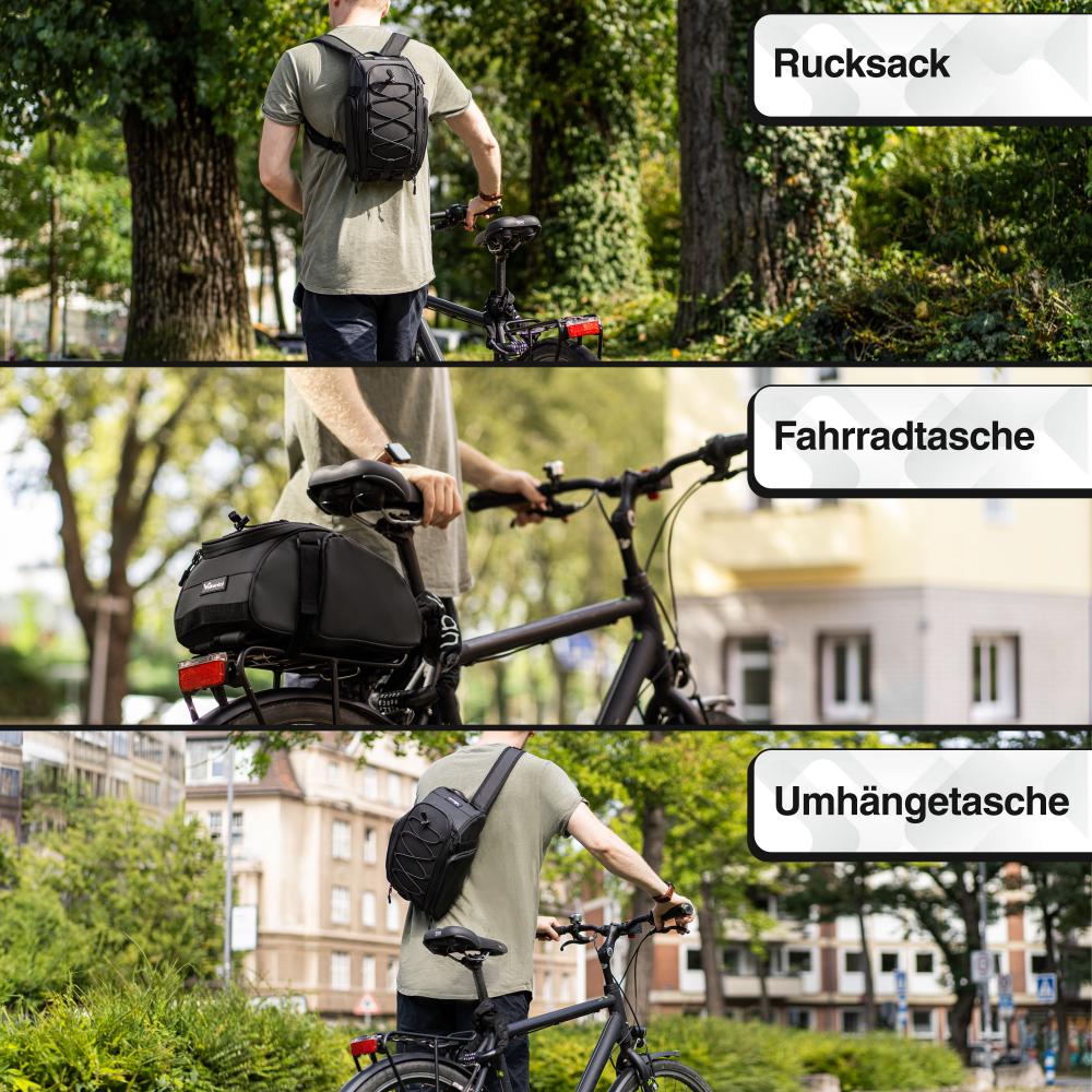 Valkental Gepäckträgertasche Trunk Bag schwarz mit Rucksackfunktion