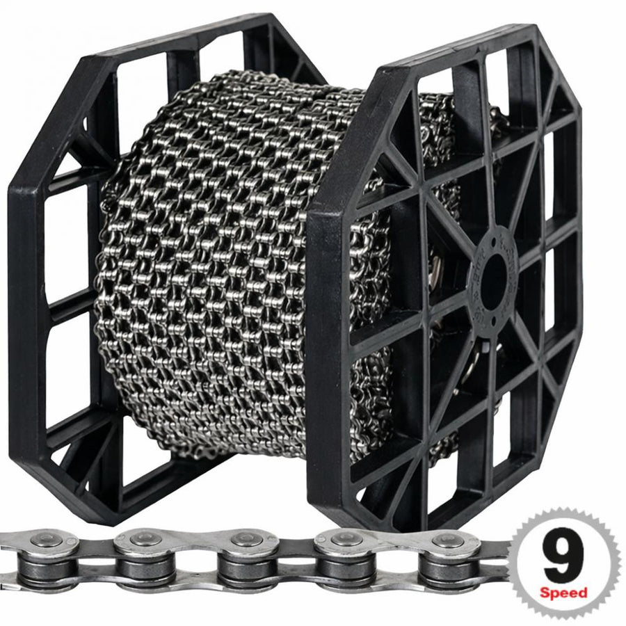 KMC Kettenrolle E9 EPT 9-fach E-25 - 50 Meter Fahrradkette mit Missing Link silber