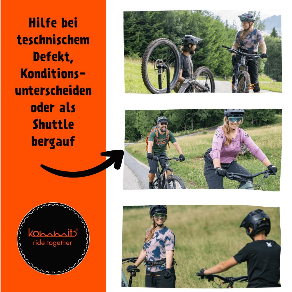 kommit Bike Zugsystem - Abschlepphilfe für Kinder & Erwachsene, 2 m, 120 kg Zugkraft, selbstaufrollend, Made in Bayern