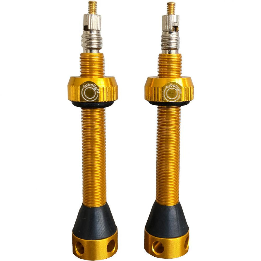Tubolight Tubeless-Ventile Aluminium gold 50 mm Gold - zuverlässiger Luftdurchlass für Tubeless-Systeme
