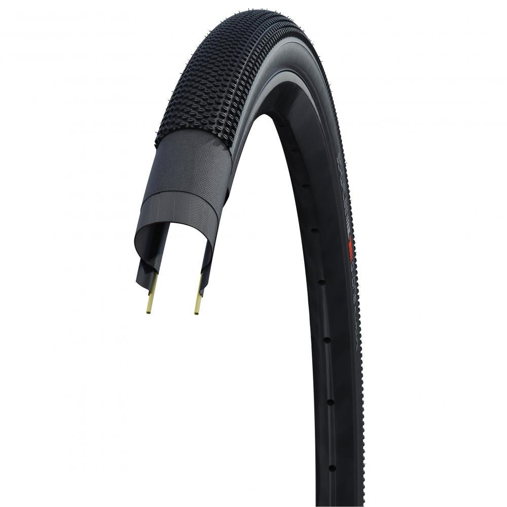Schwalbe G-One Allround 28x1.35" Faltreifen, schwarz, Tubeless Ready mit RaceGuard Pannenschutz, Detailansicht Profil.