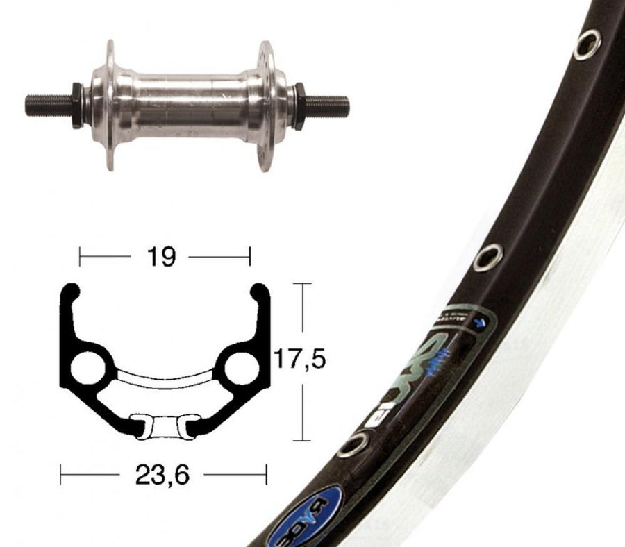 Bike-Parts Laufrad Vorderrad 28x1.75 Alunabe silber Festachse 36-Loch Ryde Zac 19 schwarz silber Nirosta-Speichen