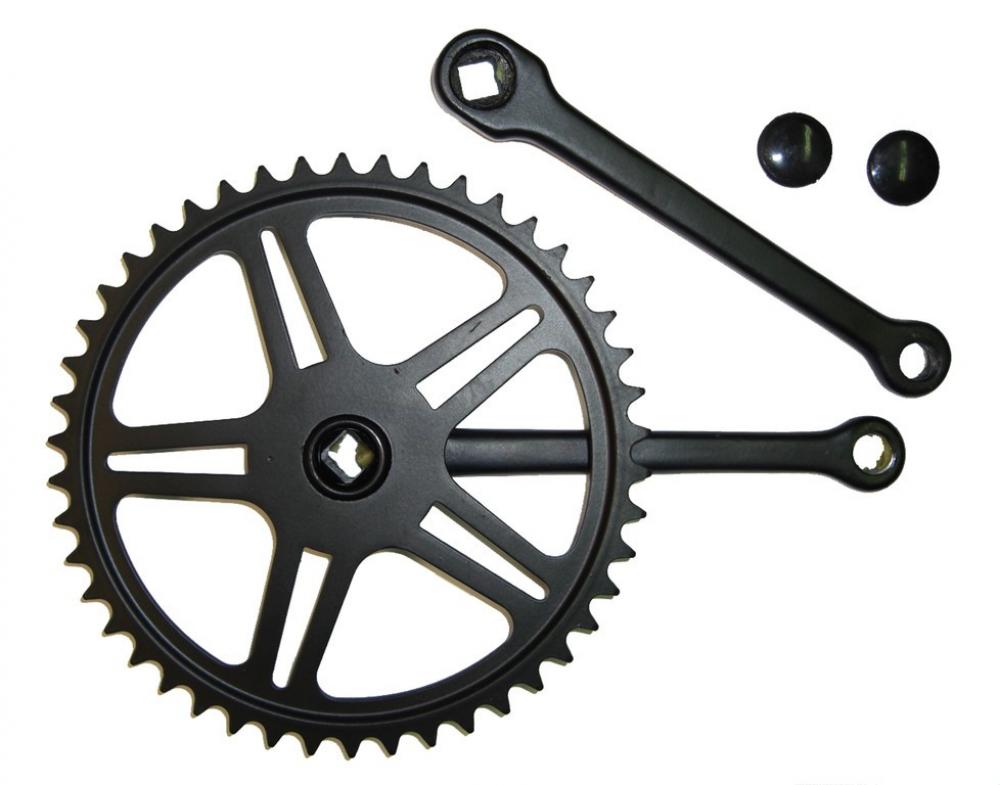 Kettenradgarnitur Stahl Schwarz 170mm, 46 Zähne, 4-kant