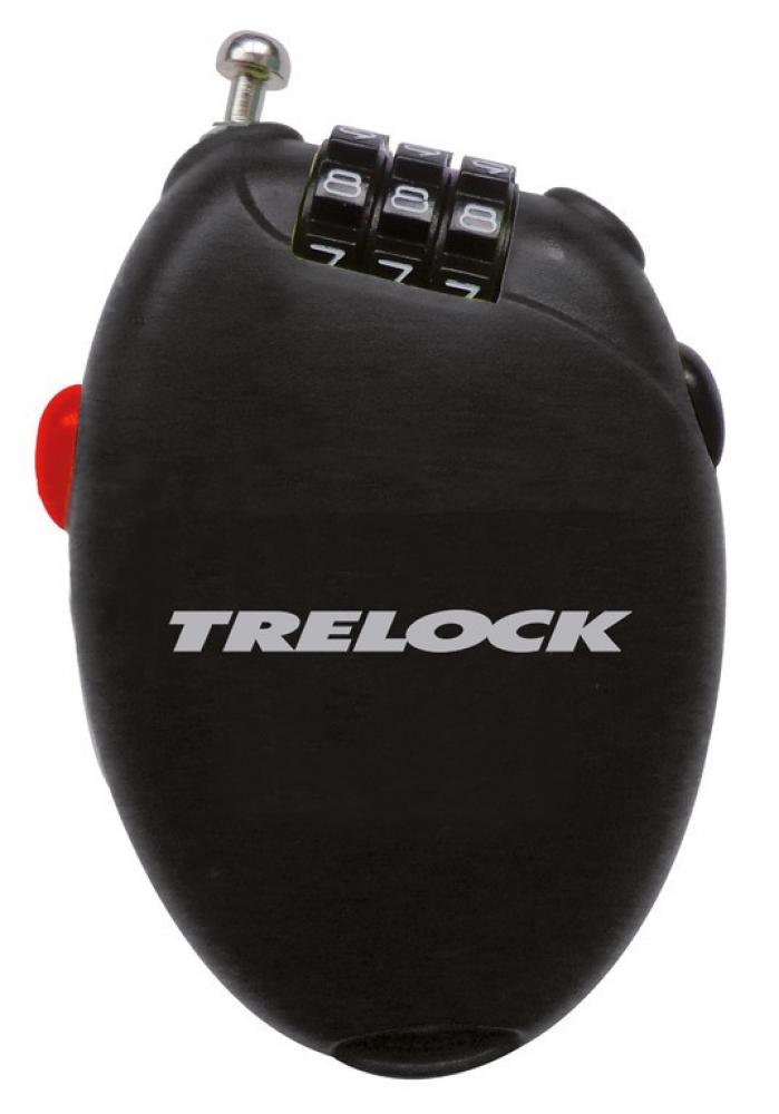 Kompaktes schwarzes Trelock Kabelschloss RK 75 Pocket 75 mit Zahlencode für unterwegs.