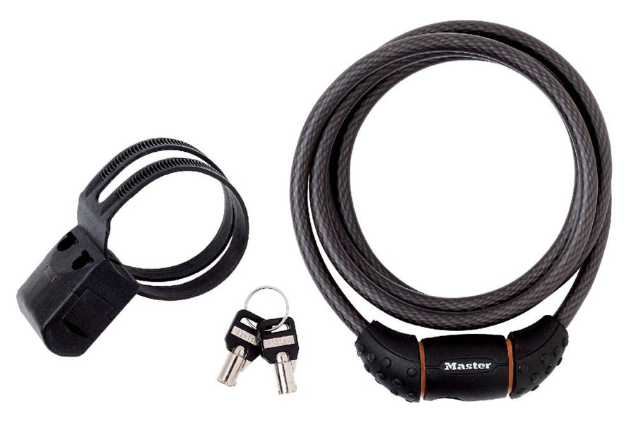 Master Lock Kabelschloss Quantum 10 Schwarz 10 mm x 1800 mm - sicherer Diebstahlschutz