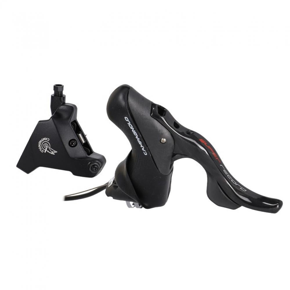 Campagnolo Super Record 12-fach rechter Brems-Schalthebel und hydraulischer Scheibenbremssattel.