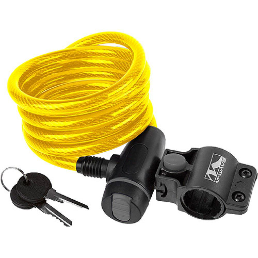 Messingschlager Spiralkabelschloss CLIP-ON-Halter L 180 cm D 10 mm gelb