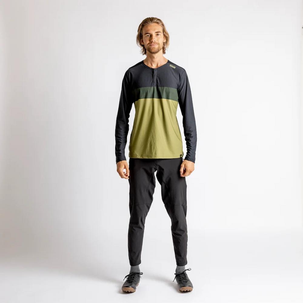 IXS Sports Division iXS Flow XTG Long Sleeve Henley XL Olive/Black - atmungsaktives Bike-Langarmshirt