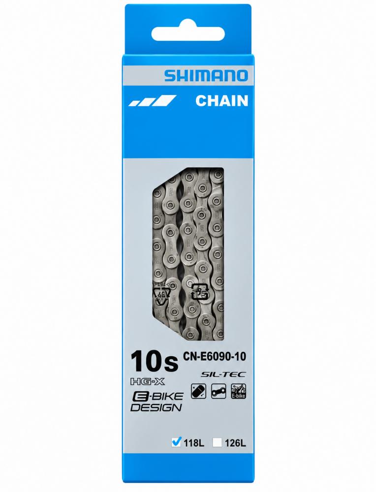 Cn-e6090 E-bike Kette 10-fach, 118 Glieder, Silber  Robuste Fahrradkette Für 10-gang E-bike-antriebe, Langlebig, Präzise Schaltperformance