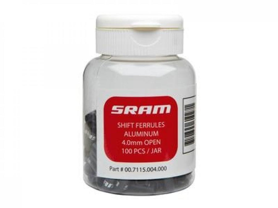 SRAM Schaltzug-Kabelenden kurz, schwarz, 4mm, aus Aluminium im Set für sichere Abschlüsse.
