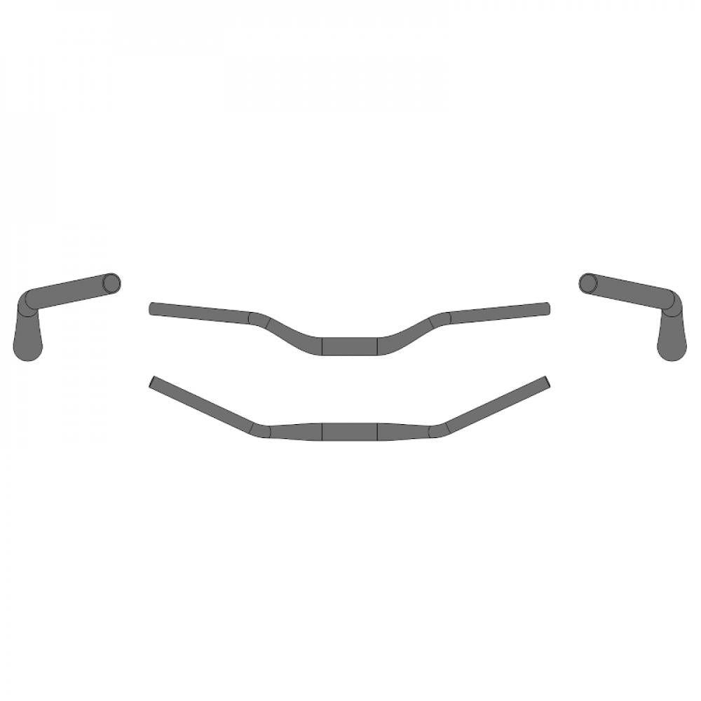 ergotec Riser Bar 50 Comfort Lenker 720 mm schwarz in verschiedenen Ansichten für eine ergonomische Sitzposition.