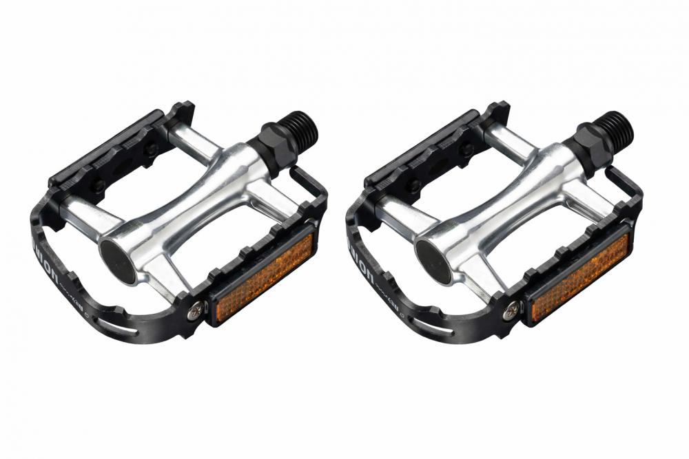 UNION Pedale MTB-ATB SP-2662 Aluminium schwarz eloxiert 9/16 Zoll mit Boron-Stahl-Achse, Kugellager, 102 x 76 Millimeter, 1 Paar