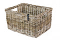 Grauer Basil Dax S Rattan Fahrradkorb, gewebt, umweltfreundlich, ideal für Transporträder, ohne Befestigungsmaterial.