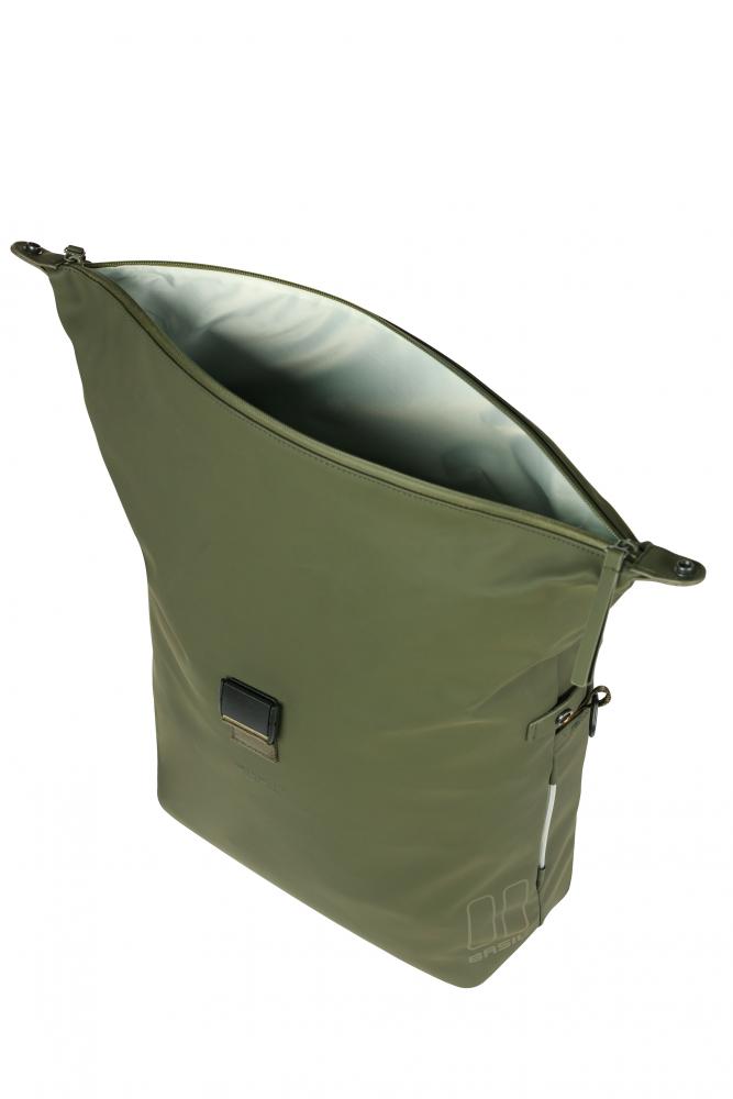 Basil SoHo MIK Studs 17 Liter wasserdichte Fahrrad-Umhängetasche - moss green, mit LED & Organizer