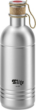 ELITE Vintage Trinkflasche Silber 600 ml - Retro Fahrradlasche aus Aluminium