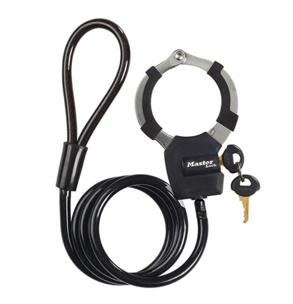 Master Lock Schellenschloss Street Cuff 8275 Inkl. 4 Schlüssel Kabeldicke 8mm Länge 1000mm Innendurchmesser Handschelle 50mm Farbe Schwarz Gewicht Ca.375gr., (herst.nr.8275eurdproblk)