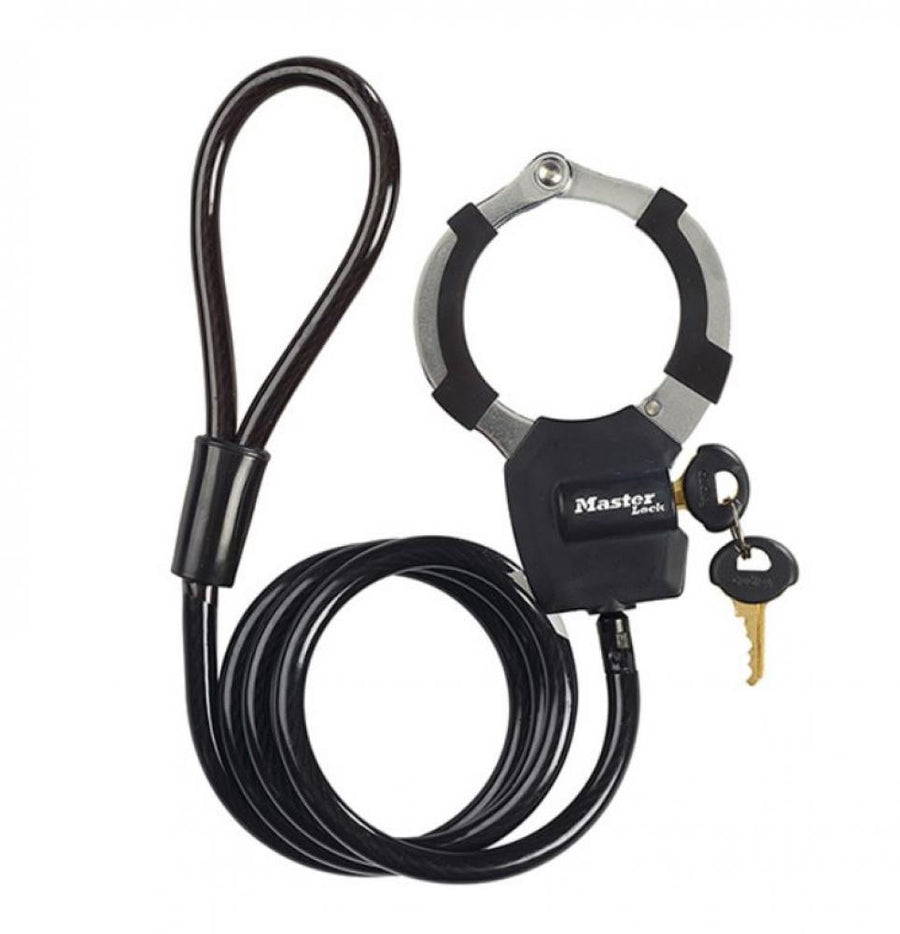 Master Lock Schellenschloss Street Cuff 8275 inkl. 4 Schlüssel Kabeldicke 8mm Länge 1000mm Innendurchmesser Handschelle 50mm Farbe schwarz Gewicht ca.375gr., (Herst.Nr.8275EURDPROBLK)