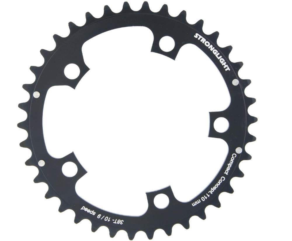 Stronglight Kettenblatt 42 Zähne, 5-Arm, 110 mm Lochkreis, Aluminium 5083, schwarz, für Shimano 9/10-fach, präzise Verarbeitung, leicht, langlebig, optimal für Rennrad