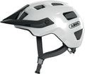 ABUS MoTrip MTB-Helm glänzend weiß mit Visier, In-Mold, Zoom Spin Verstellsystem und hoher Schutzpassform.