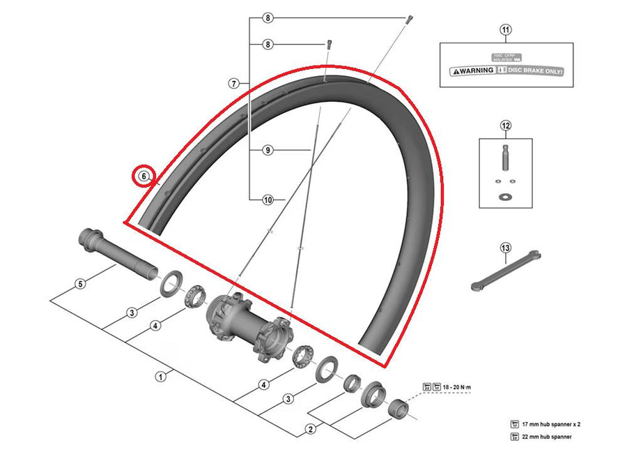 SHIMANO RIM FOR COMPLETE WHEEL, FOR WH-R9270-C36-TU - 12MM