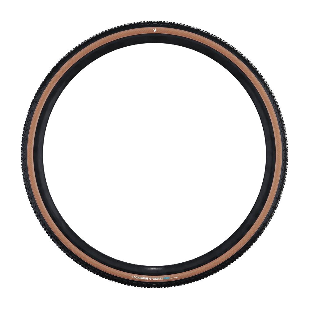 Schwalbe G-One RX Pro Gravel Faltreifen, schwarz mit brauner Seitenwand, für Top-Grip und Performance.